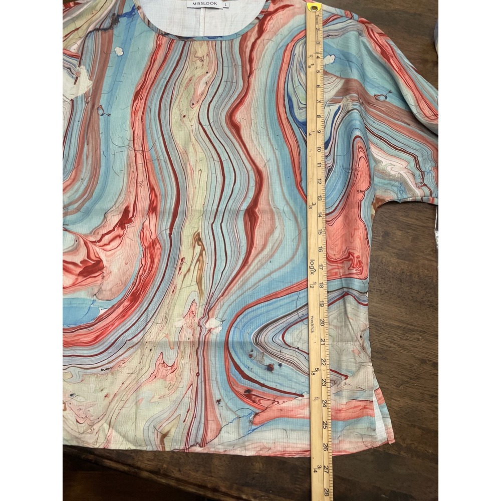 MISSLOOK Womens Abstract Marble Print Blouse Avant Lightweight Top - Picture 4 of 7